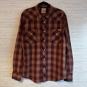 Women’s Lucky Brand Sportswear size Large Pearl Snap Long Sleeve button down